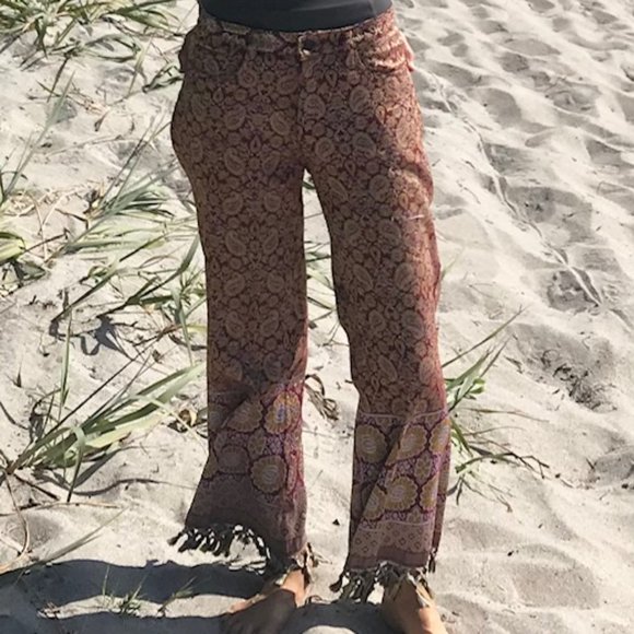 Silk Brocade Fringed Pants - Picture 2 of 5